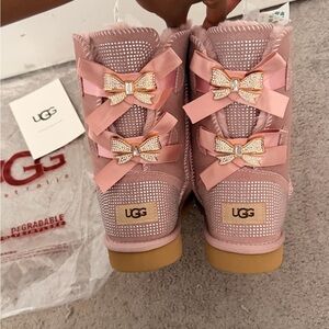 Pink UGG Boots in Sparkling Pink with Bows